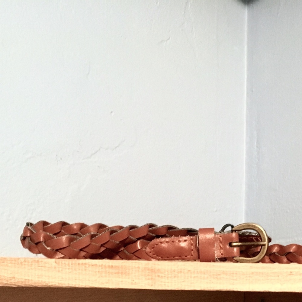 Thin brown braided belt